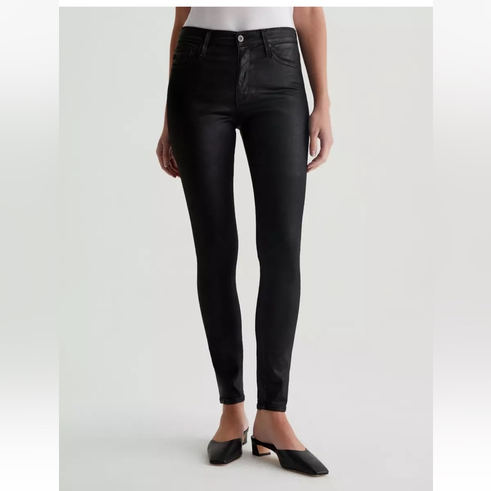 NEW! NWT AG Adriano Goldschmied Farrah Leatherette Skinny Jean Black Size 27